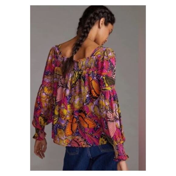 NEW Anthropologie x Alexandra Farmer Puff Sleeve Butterfly Blouse S - Picture 8 of 8